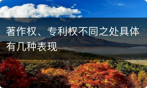 著作权、专利权不同之处具体有几种表现