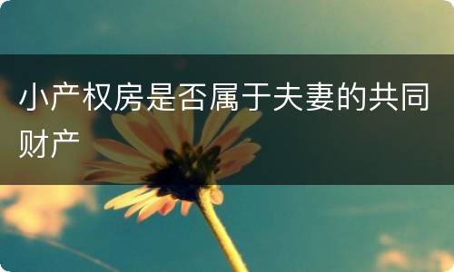 小产权房是否属于夫妻的共同财产