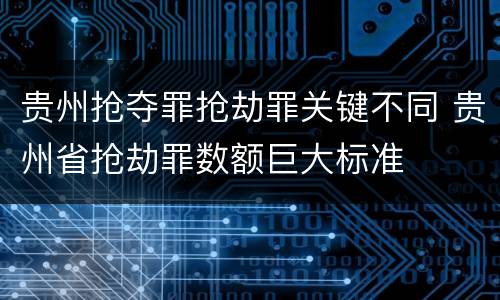 贵州抢夺罪抢劫罪关键不同 贵州省抢劫罪数额巨大标准