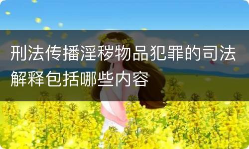 刑法传播淫秽物品犯罪的司法解释包括哪些内容