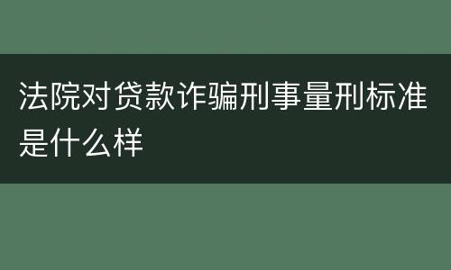 法院对贷款诈骗刑事量刑标准是什么样