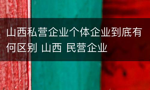 山西私营企业个体企业到底有何区别 山西 民营企业