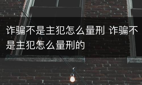 诈骗不是主犯怎么量刑 诈骗不是主犯怎么量刑的