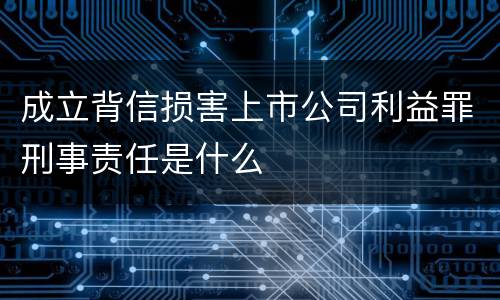 成立背信损害上市公司利益罪刑事责任是什么