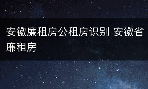 安徽廉租房公租房识别 安徽省廉租房