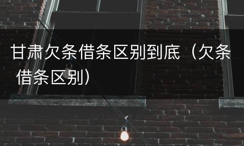 甘肃欠条借条区别到底（欠条 借条区别）