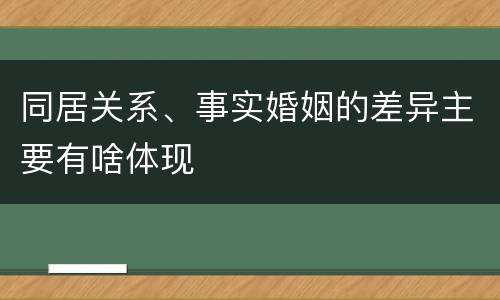同居关系、事实婚姻的差异主要有啥体现