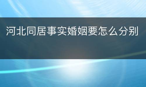 河北同居事实婚姻要怎么分别