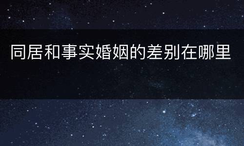 同居和事实婚姻的差别在哪里