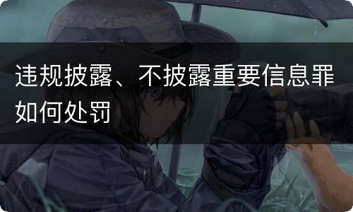 违规披露、不披露重要信息罪如何处罚