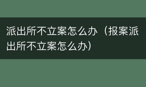 派出所不立案怎么办（报案派出所不立案怎么办）