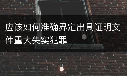 应该如何准确界定出具证明文件重大失实犯罪