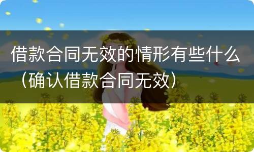 借款合同无效的情形有些什么（确认借款合同无效）