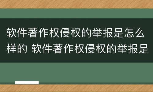 软件著作权侵权的举报是怎么样的 软件著作权侵权的举报是怎么样的行为