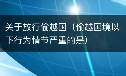 关于放行偷越国（偷越国境以下行为情节严重的是）