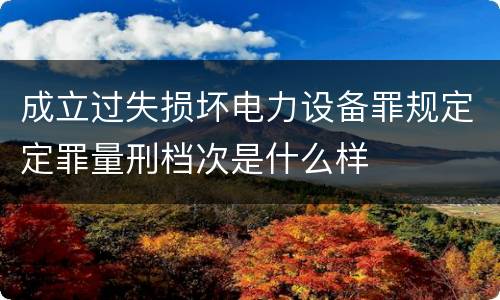 成立过失损坏电力设备罪规定定罪量刑档次是什么样