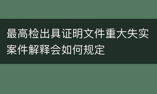 最高检出具证明文件重大失实案件解释会如何规定