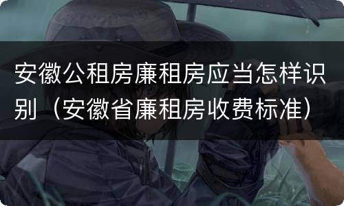 安徽公租房廉租房应当怎样识别（安徽省廉租房收费标准）
