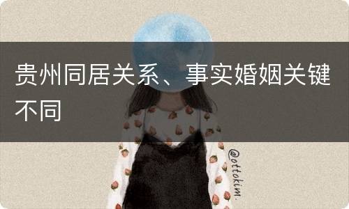 贵州同居关系、事实婚姻关键不同
