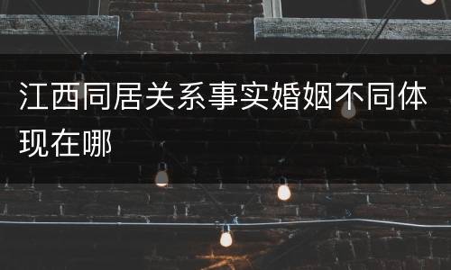 江西同居关系事实婚姻不同体现在哪