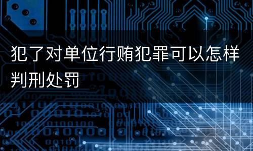 犯了对单位行贿犯罪可以怎样判刑处罚