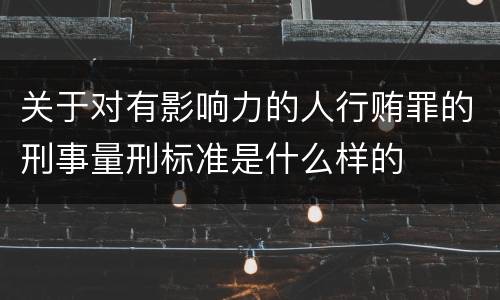 关于对有影响力的人行贿罪的刑事量刑标准是什么样的