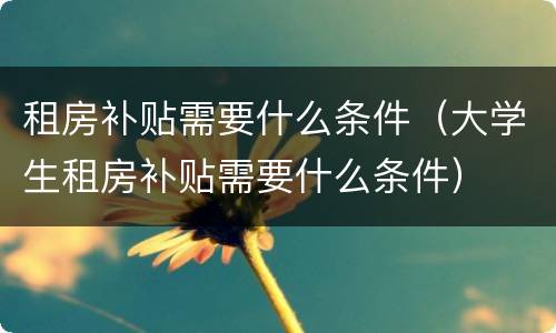 租房补贴需要什么条件（大学生租房补贴需要什么条件）