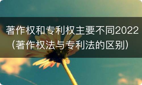 著作权和专利权主要不同2022（著作权法与专利法的区别）