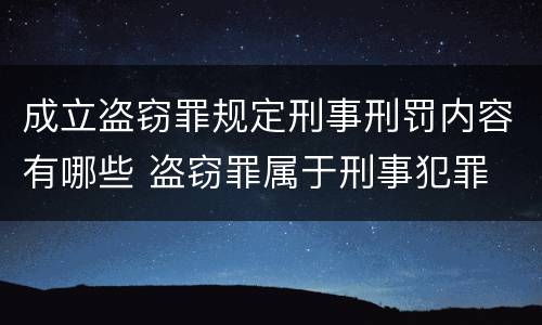 成立盗窃罪规定刑事刑罚内容有哪些 盗窃罪属于刑事犯罪