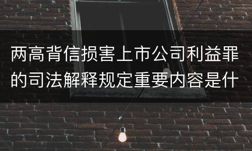 两高背信损害上市公司利益罪的司法解释规定重要内容是什么