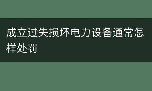 成立过失损坏电力设备通常怎样处罚