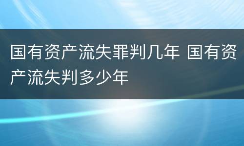 国有资产流失罪判几年 国有资产流失判多少年