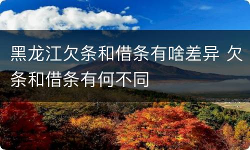 黑龙江欠条和借条有啥差异 欠条和借条有何不同