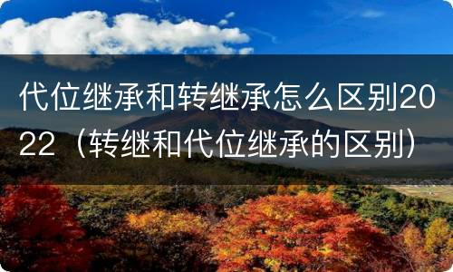 代位继承和转继承怎么区别2022（转继和代位继承的区别）