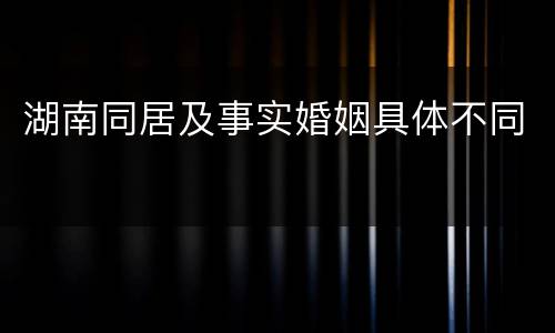 湖南同居及事实婚姻具体不同