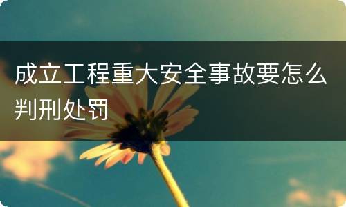 成立工程重大安全事故要怎么判刑处罚