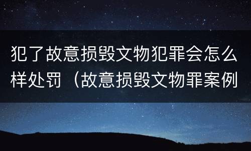 犯了故意损毁文物犯罪会怎么样处罚（故意损毁文物罪案例）