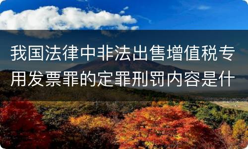 我国法律中非法出售增值税专用发票罪的定罪刑罚内容是什么