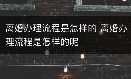 离婚办理流程是怎样的 离婚办理流程是怎样的呢