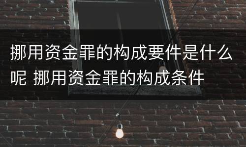挪用资金罪的构成要件是什么呢 挪用资金罪的构成条件