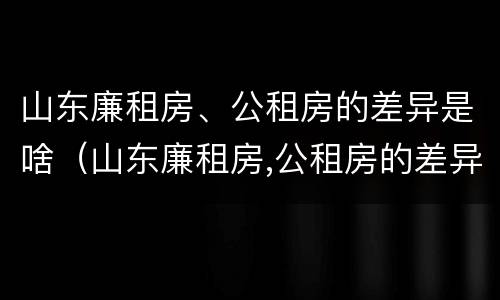山东廉租房、公租房的差异是啥（山东廉租房,公租房的差异是啥意思）