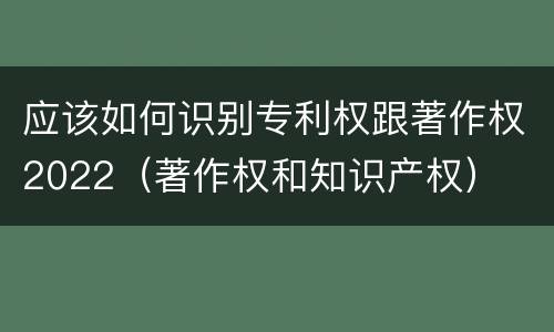 应该如何识别专利权跟著作权2022（著作权和知识产权）