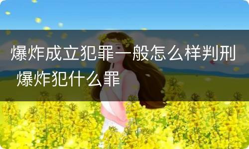 爆炸成立犯罪一般怎么样判刑 爆炸犯什么罪