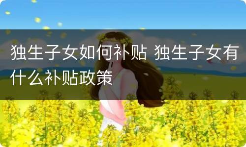 独生子女如何补贴 独生子女有什么补贴政策