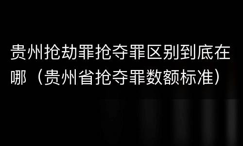 贵州抢劫罪抢夺罪区别到底在哪（贵州省抢夺罪数额标准）