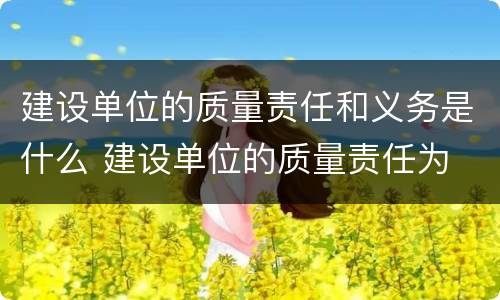 建设单位的质量责任和义务是什么 建设单位的质量责任为