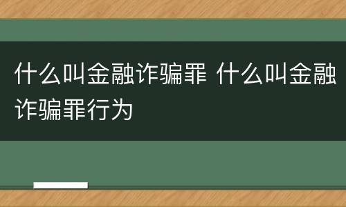 什么叫金融诈骗罪 什么叫金融诈骗罪行为