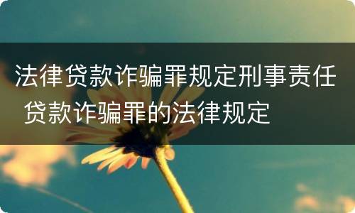 法律贷款诈骗罪规定刑事责任 贷款诈骗罪的法律规定