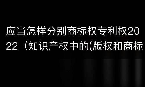 应当怎样分别商标权专利权2022（知识产权中的(版权和商标权与标准）