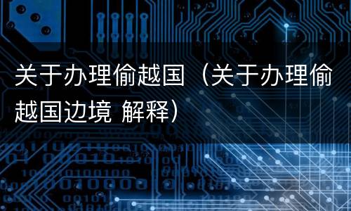关于办理偷越国（关于办理偷越国边境 解释）